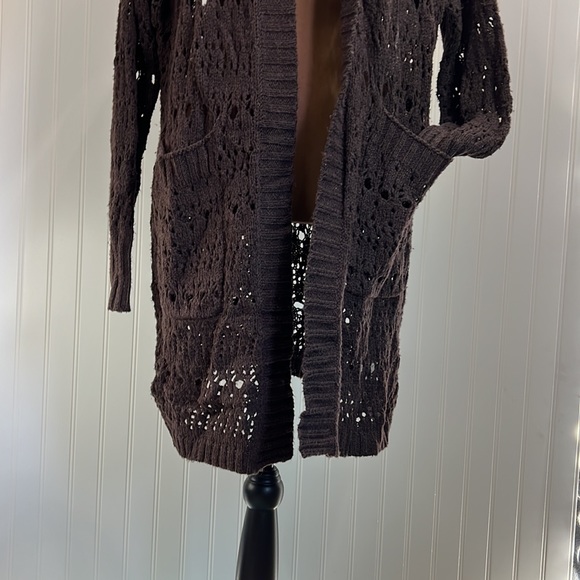NWOT! Brown Knit Open Front American Eagle Long Cardigan! Size small - Picture 3 of 4